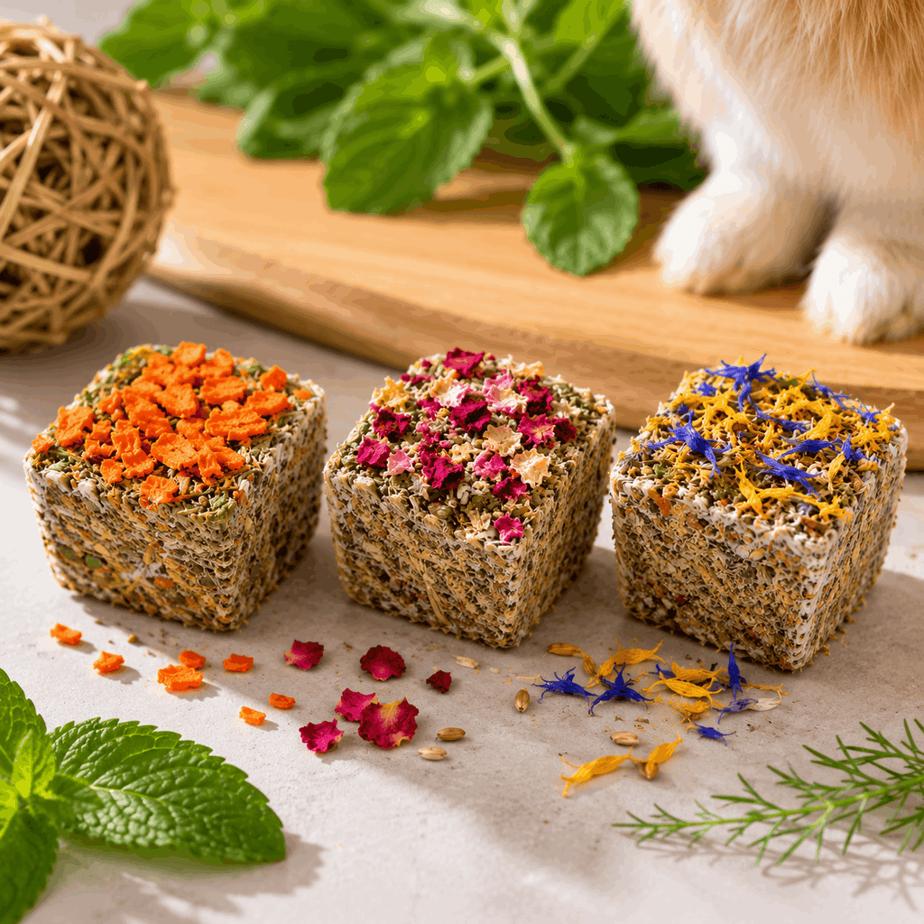 Lot de 3 cubes à ronger naturels Rosewood Naturals Grainless Nibble Pots – 75 g*3 - Boutique Aux Trois Pattes