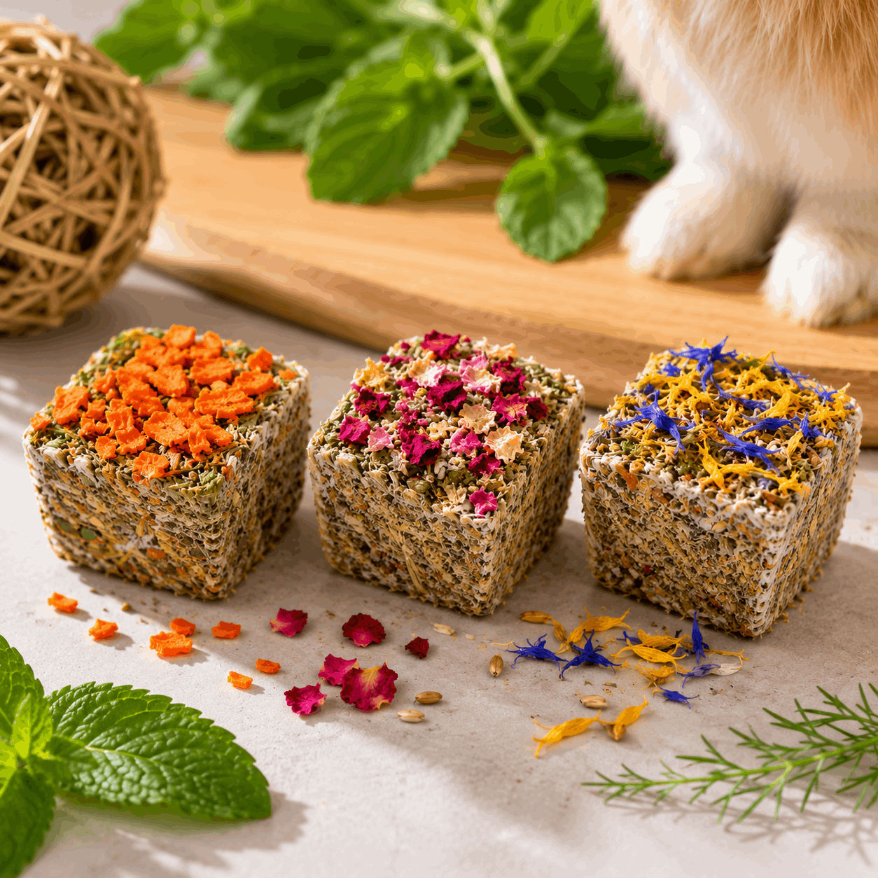Lot de 3 cubes à ronger naturels Rosewood Naturals Grainless Nibble Pots – 75 g*3 - Boutique Aux Trois Pattes
