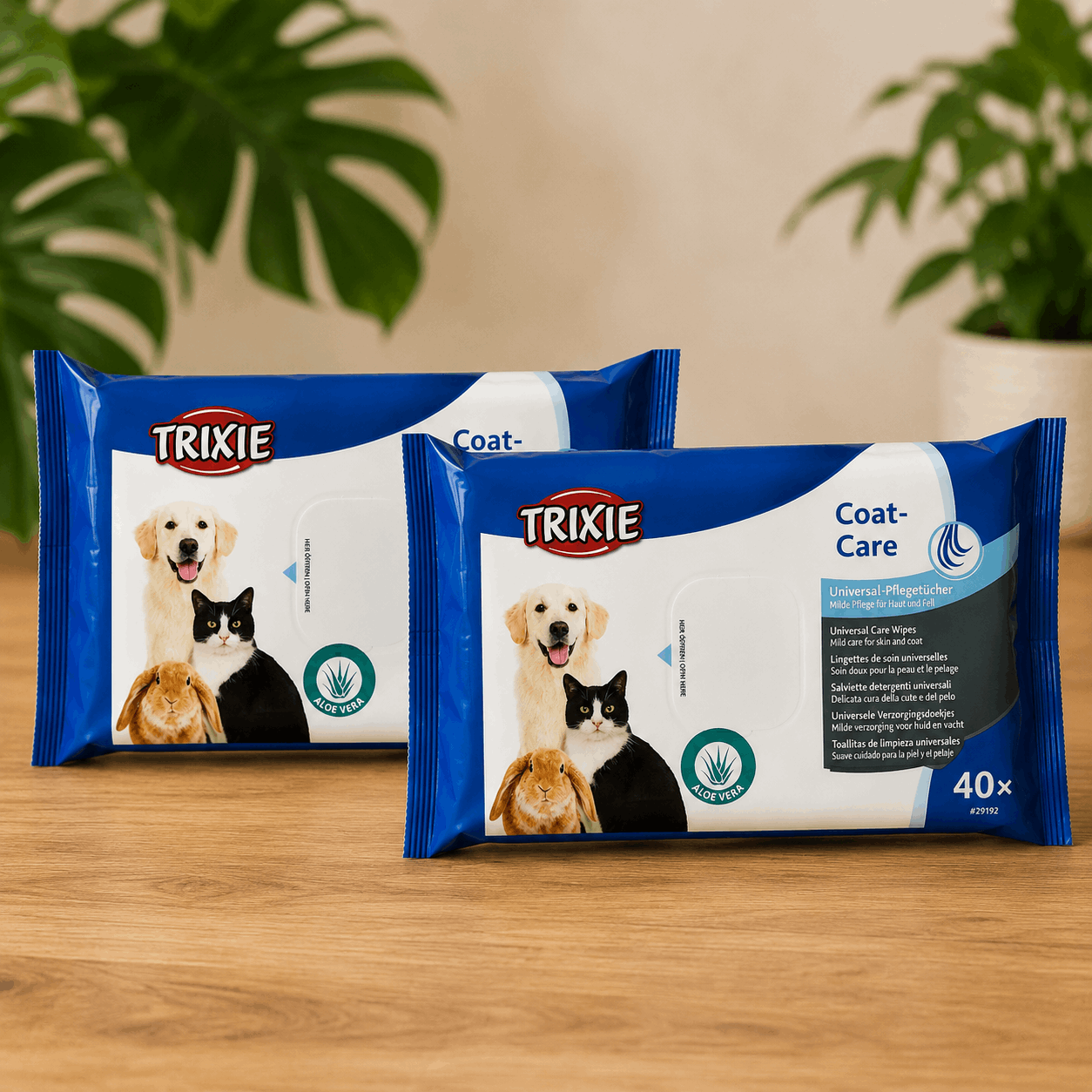 Lingettes de soin universelles Trixie Coat-Care Aloe Vera – Lot de 2 x 40 lingettes - Boutique Aux Trois Pattes