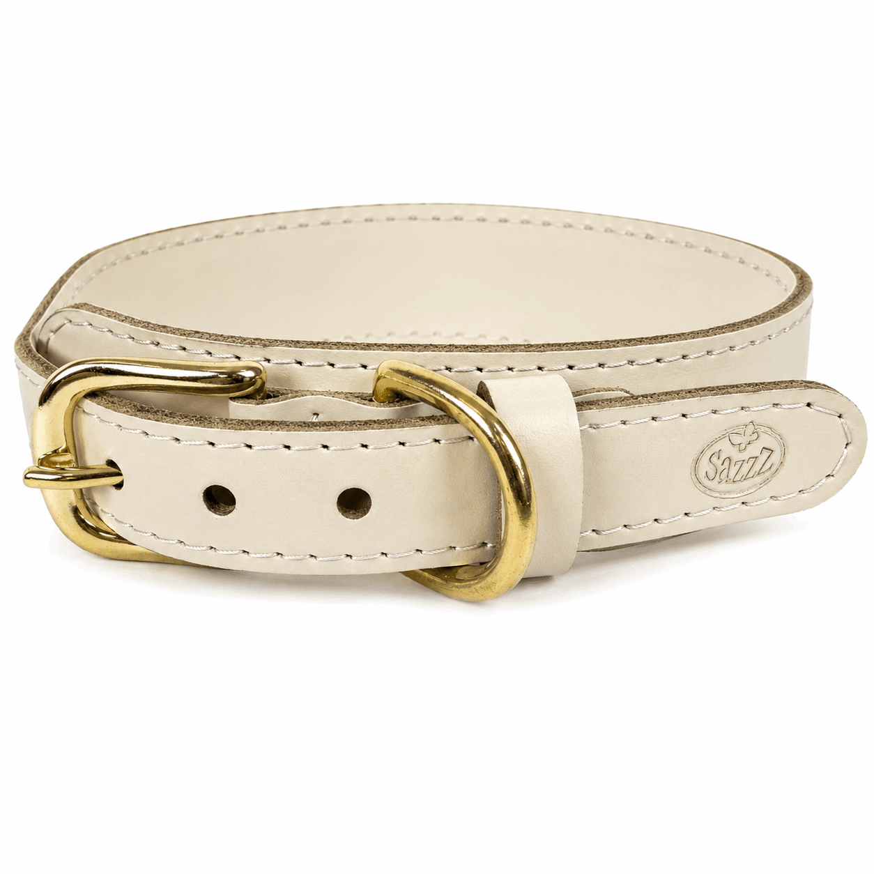Collier pour chien Sazzz Pioneer en cuir blanc - Boutique Aux Trois Pattes