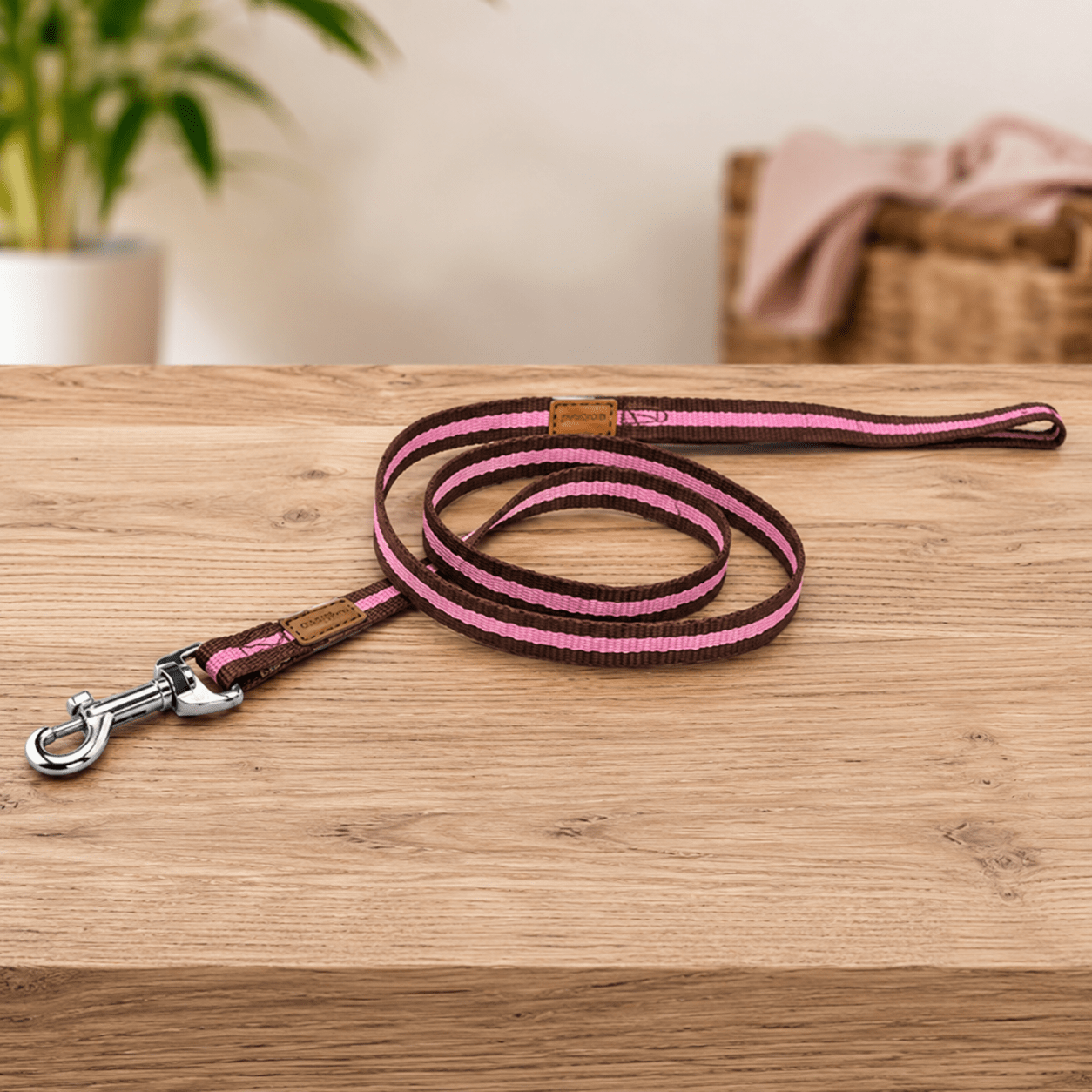 Laisse Bi-One Wouapy Rose/Brun 15 mm x 120 cm - Boutique Aux Trois Pattes