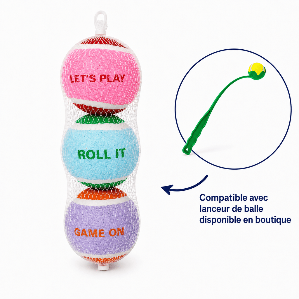 Coockoo Let’s Play – Lot de 3 balles pour chien 6,4 cm - Boutique Aux Trois Pattes