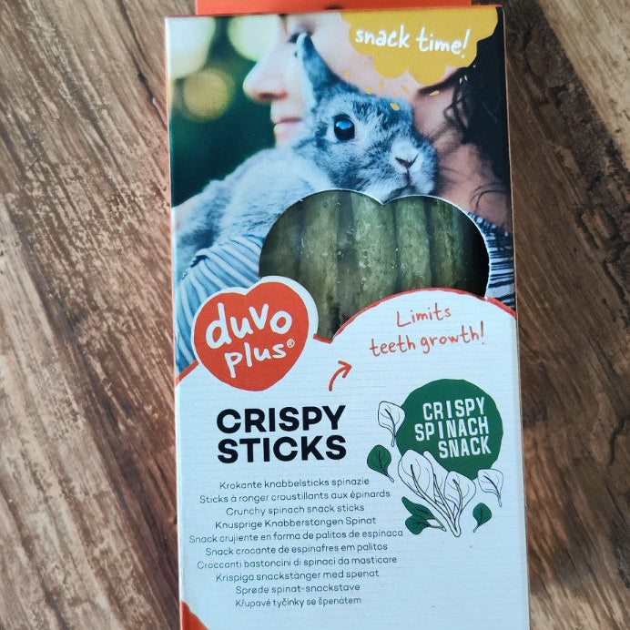 Boîte de friandises pour lapin Crispy Sticks aux épinards Duvo+