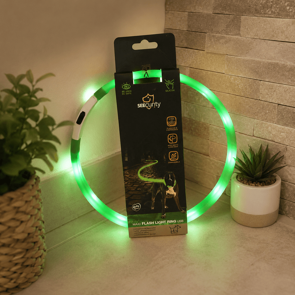 Anneau lumineux LED pour chien ajustable 30–65 cm – DuvoPlus - Boutique Aux Trois Pattes