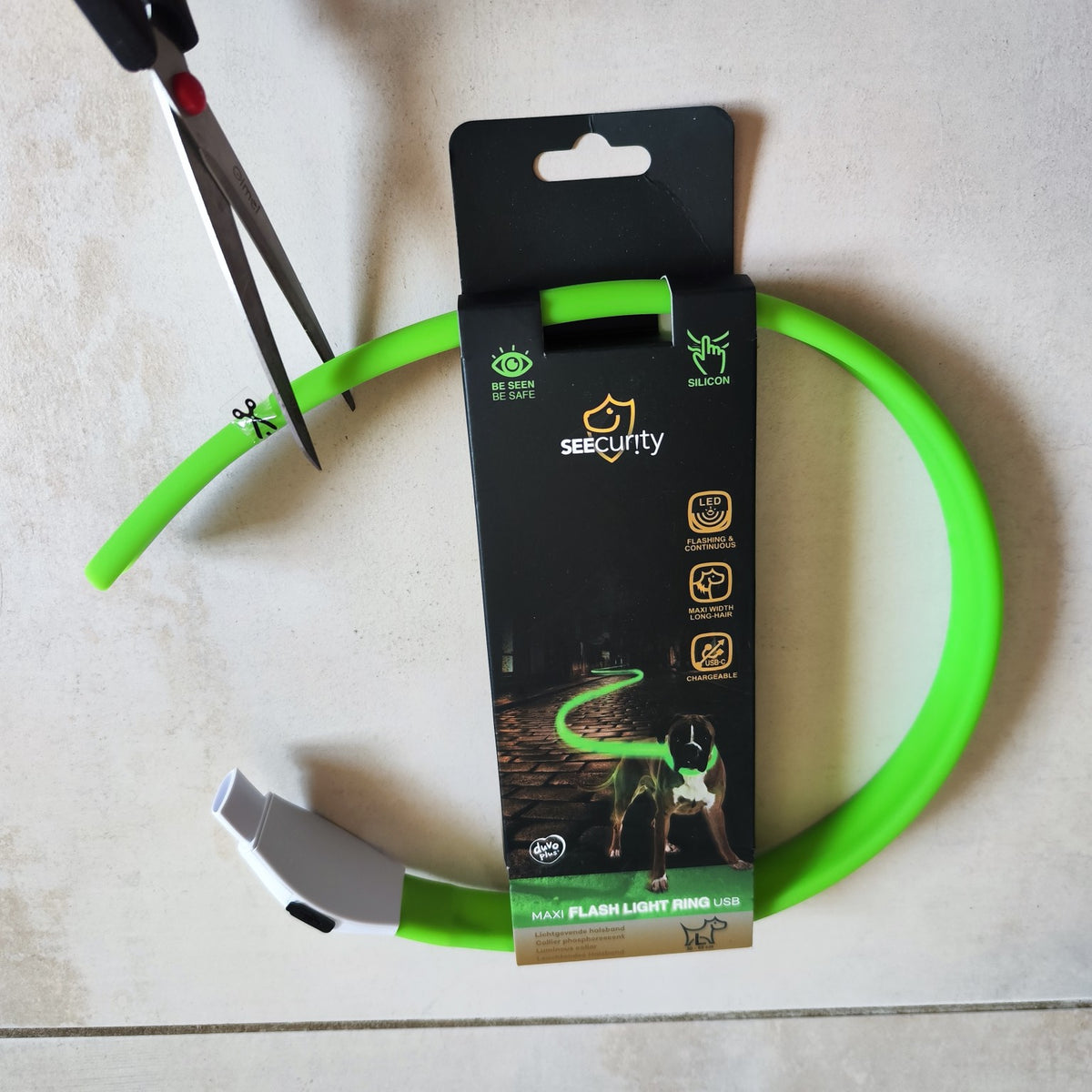 Anneau lumineux LED pour chien ajustable 30–65 cm – DuvoPlus - Boutique Aux Trois Pattes
