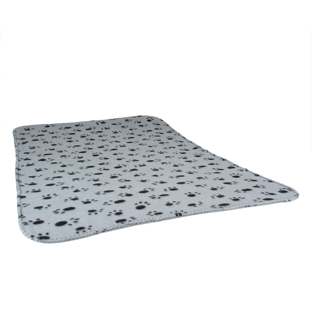 Couverture polaire grise pour chien et chat avec motif pattes