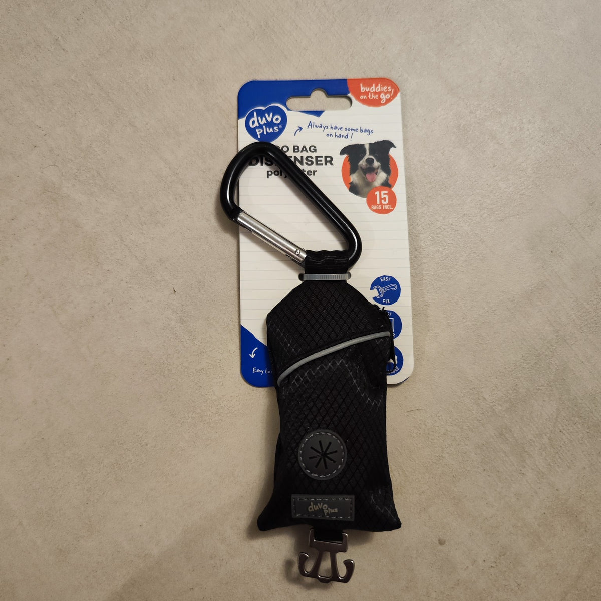 Distributeur de sacs à déjections pour chien avec mousqueton – Duvo+ - Boutique Aux Trois Pattes