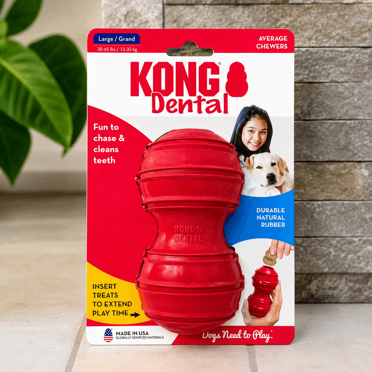 KONG Dental Large – Jouet d'occupation et d'hygiène dentaire pour chien (13 à 30 kg) - Boutique Aux Trois Pattes