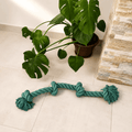 Corde d'hygiène dentaire en tissu tressé avec 4 nœuds pour chien – 74 cm - Boutique Aux Trois Pattes