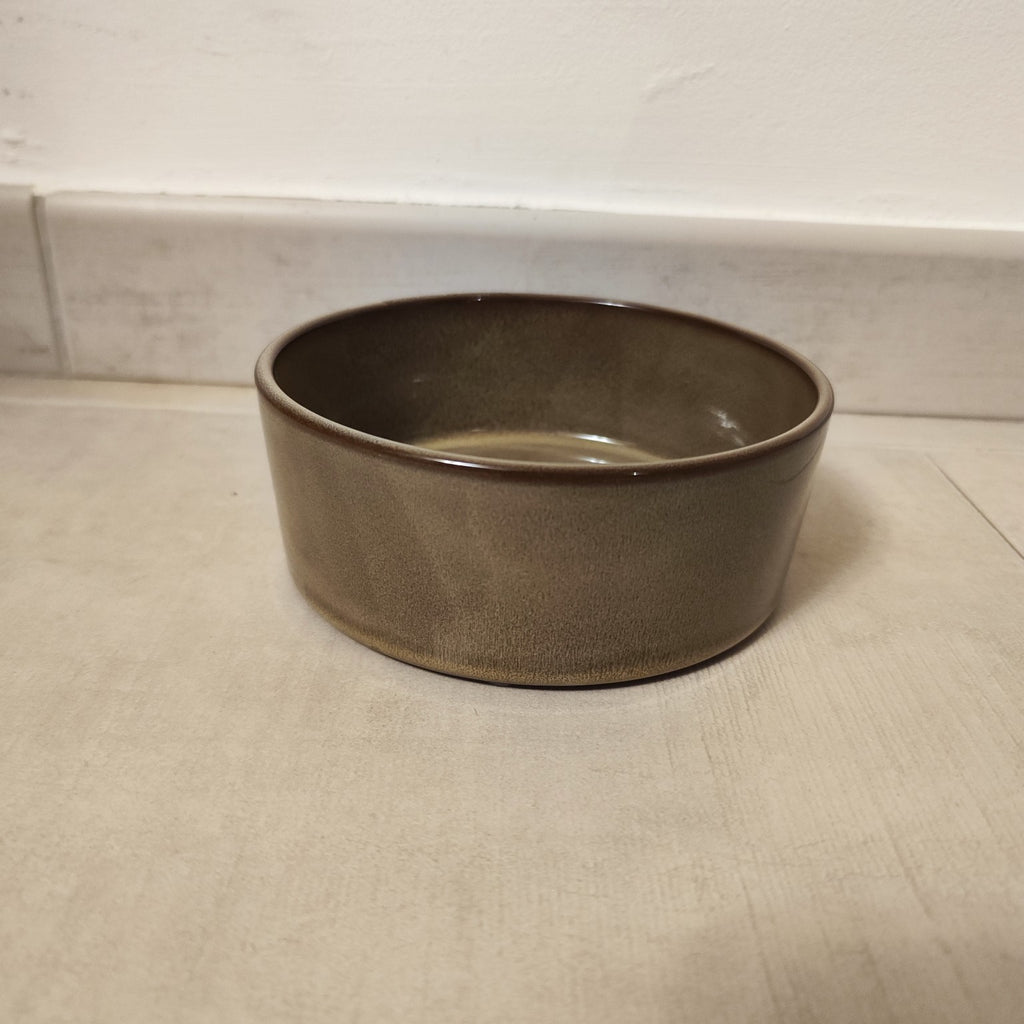 Gamelle haute en céramique marron pour chien, chat et lapin