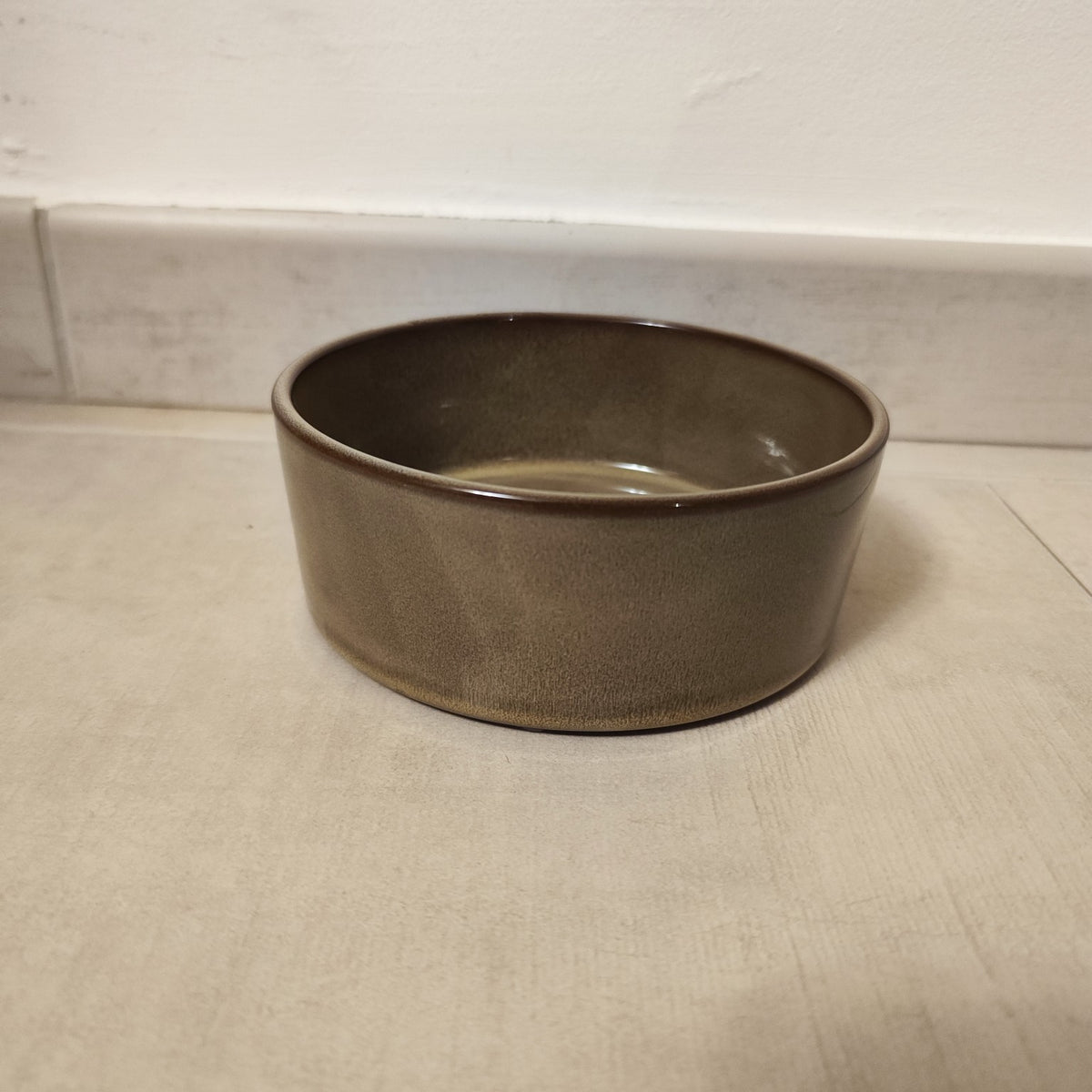 Gamelle haute en céramique marron pour chien, chat et lapin