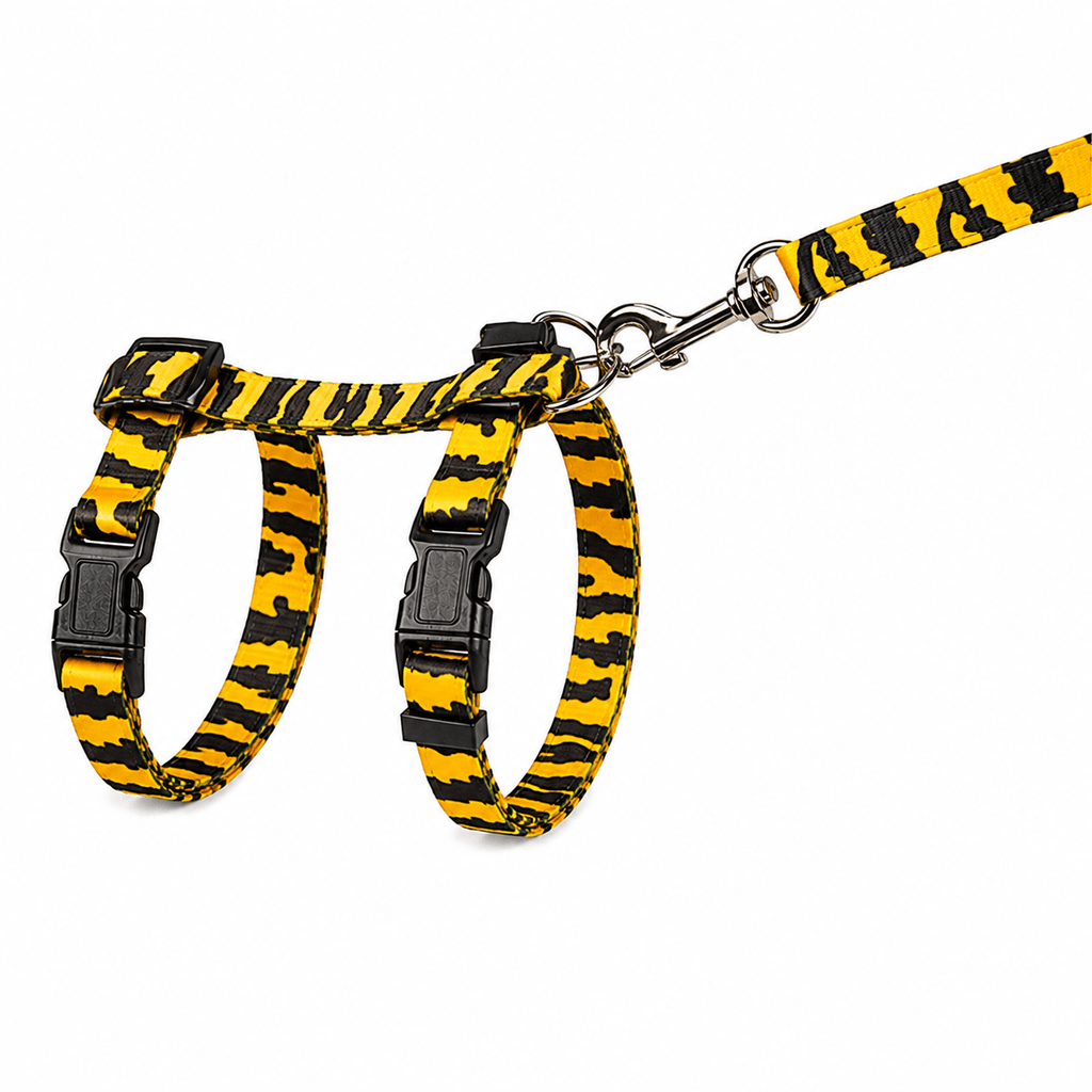 Harnais réglable avec laisse pour chat Duvo+ – Tigre ou Zèbre - Boutique Aux Trois Pattes