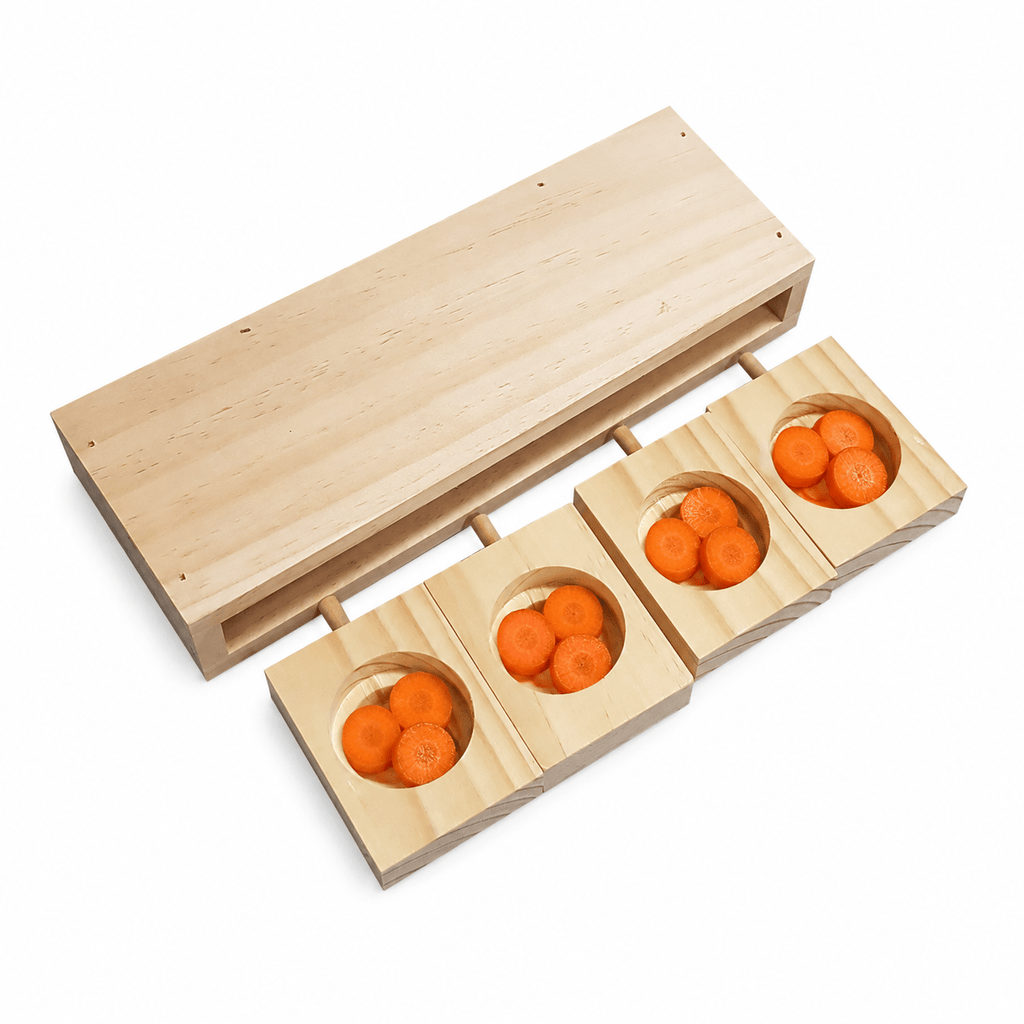 Jeu pour lapin – Jeu d’intelligence en bois Sniffle ’n Snack - Boutique Aux Trois Pattes