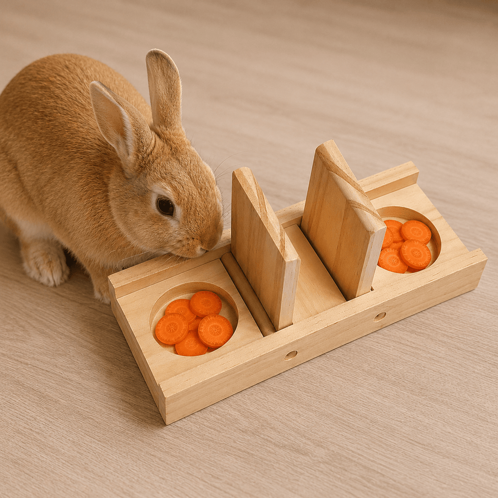 Jeu pour lapin – Jeu d’intelligence en bois Sniffle ’n Snack Edd - Boutique Aux Trois Pattes