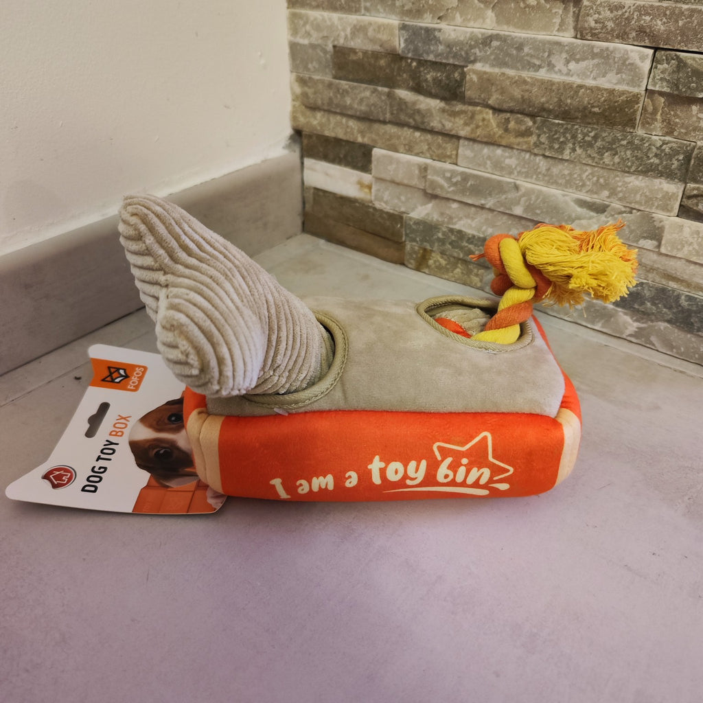 Jouet d’occupation pour chien en forme de boîte à jouets