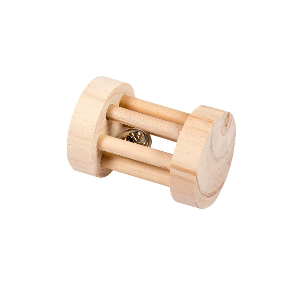 Jouet pour lapin – Rouleau en bois avec clochette Duvo+ - Boutique Aux Trois Pattes