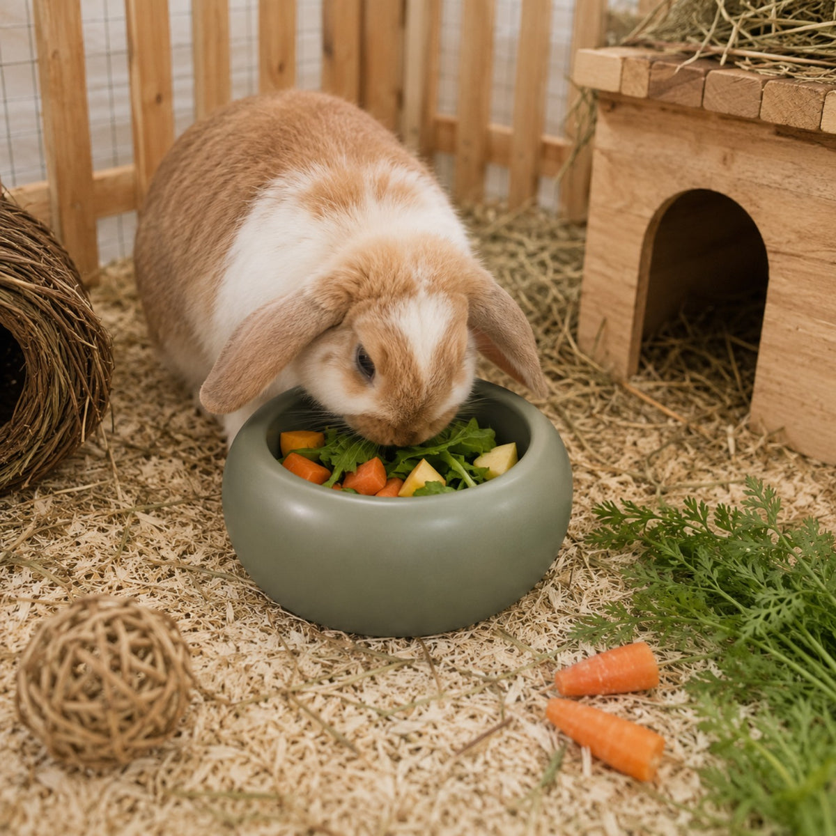 Gamelle lapin en céramique verte 500 ml – Duvo Plus - Boutique Aux Trois Pattes