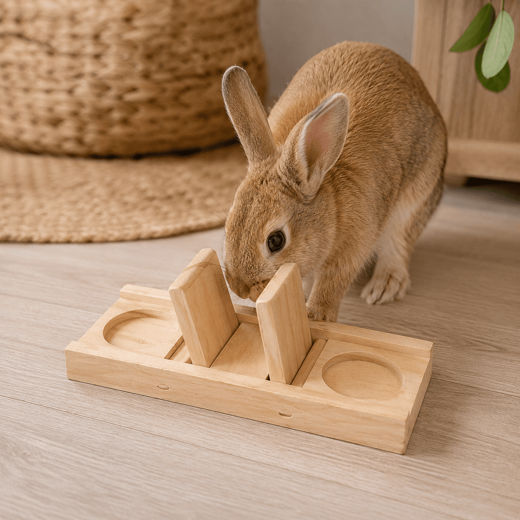 Jeu pour lapin – Jeu d’intelligence en bois Sniffle ’n Snack Edd - Boutique Aux Trois Pattes