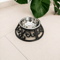 Gamelle chien & chat avec support – Ø 23 x 7 cm – Fer & bol métal – 435 ml - Boutique Aux Trois Pattes