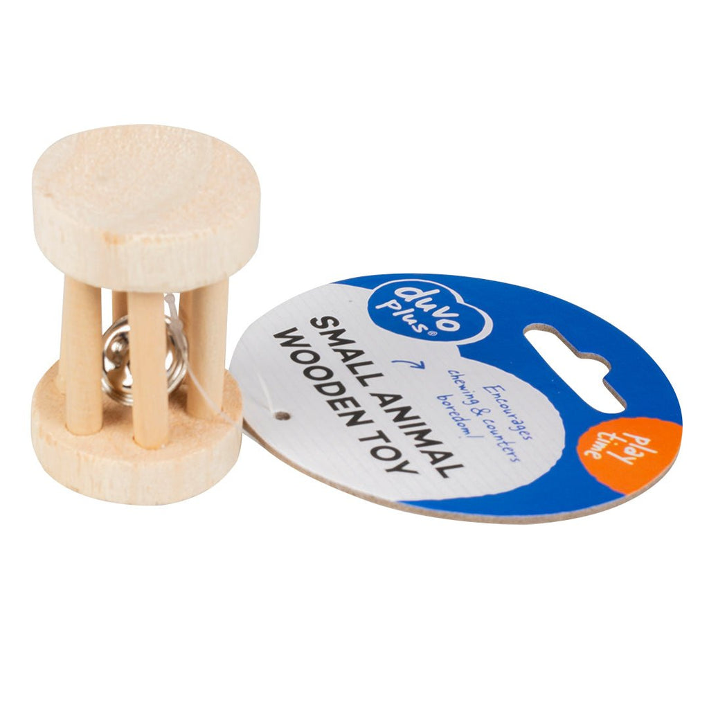 Jouet pour lapin – Rouleau en bois avec clochette Duvo+ - Boutique Aux Trois Pattes