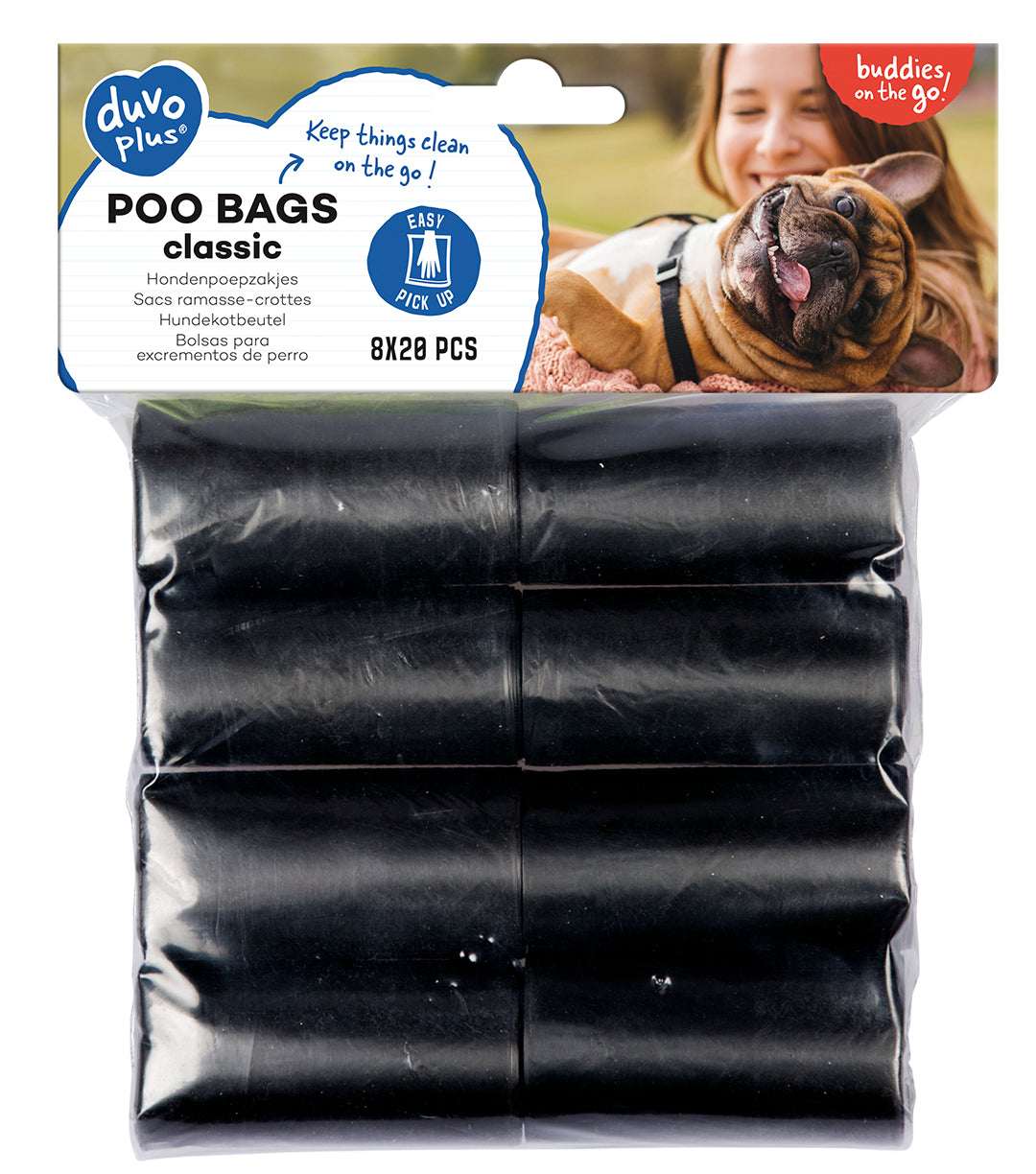Sacs ramasse-crottes classiques – 8 rouleaux x 20 sacs (160 sacs) - Boutique Aux Trois Pattes