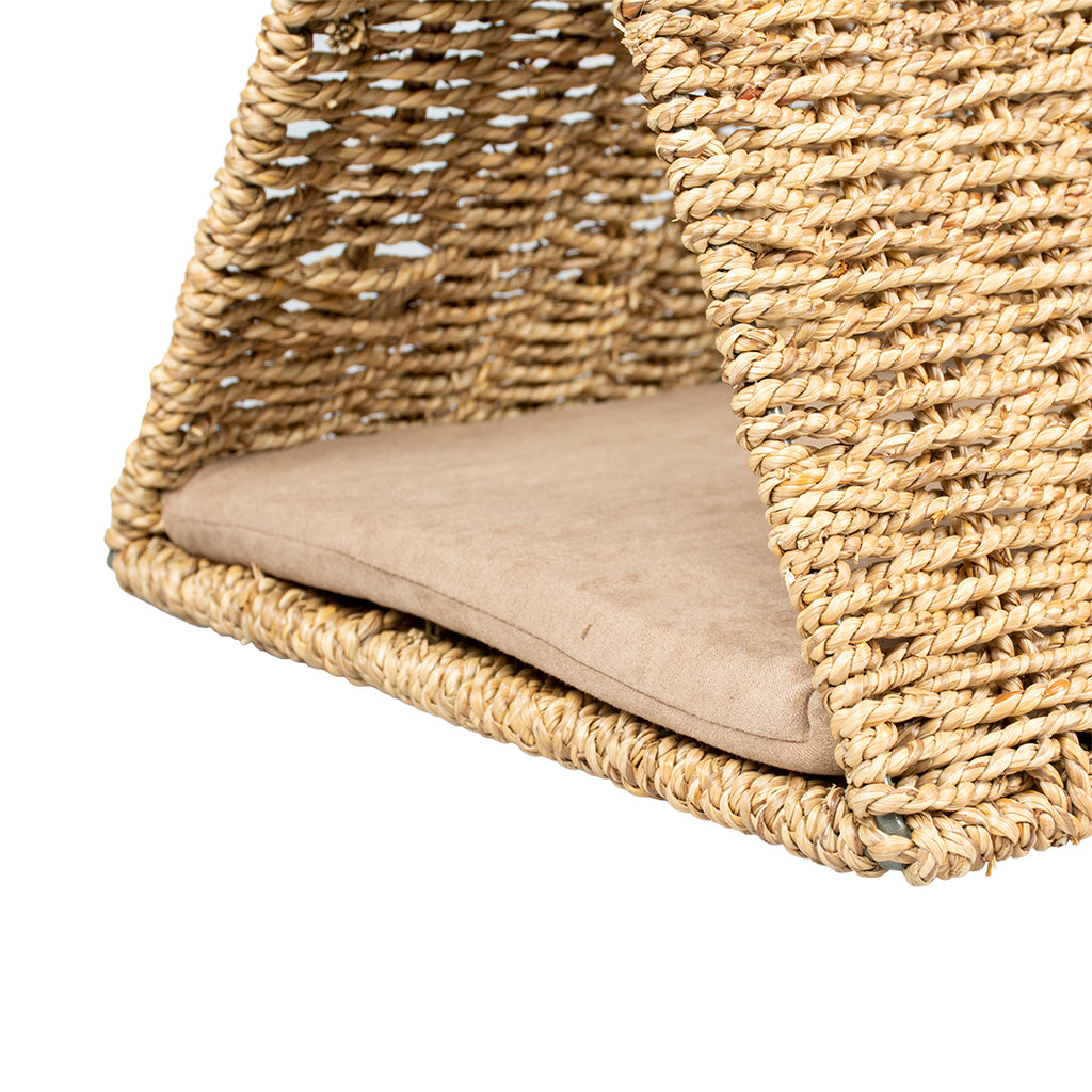 Tunnel en zostère pour chat et lapin avec coussin intérieur