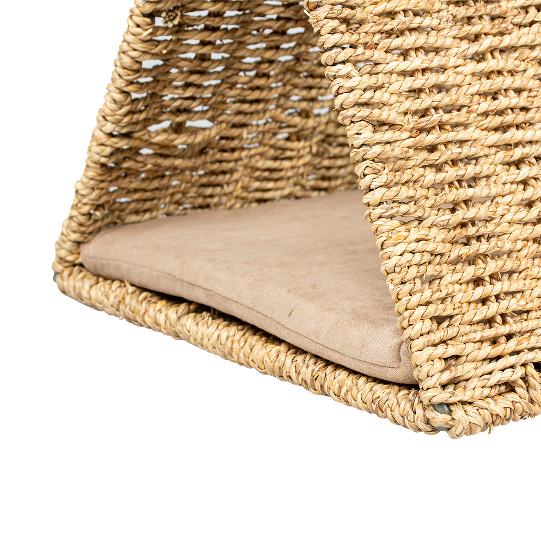Tunnel en zostère pour chat et lapin avec coussin intérieur